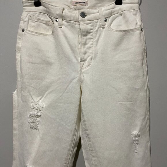 Good American Good Boy White Distressed Jeans 6 - Picture 3 of 8